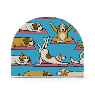 Imagem de JUZIHAI Suporte de guardanapo de cães de ioga para mesa dispensador de guardanapo de acrílico para mesa suporte de lenços independente para cozinha sala de jantar bar festa decoração de casa