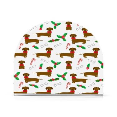 Imagem de Qilmy Porta-guardanapos de acrílico para cães de Natal, suporte de lenços de mesa independente transparente, dispensador de papel de coquetel para cozinha, jantar, restaurante, bar, decoração, 1