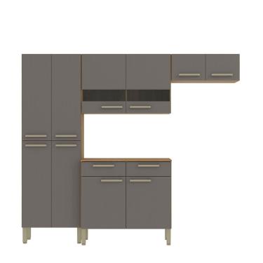 Imagem de Cozinha (com Balcão) 8 Portas 2 Portas De Vidro 2 Gavetas Nala Plus Freijo-gris - Ssx Multicoisas