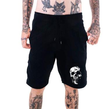 Imagem de Bermuda Moletinho Masculina‎ Caveira Estilo Dark Abstract Streetwear-Masculino