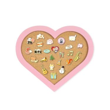 Imagem de Quadro de cortiça, quadro de cortiça, 30 cm x 26 cm, quadro de exibição de avisos pequeno, montado na parede, bonito quadro de cortiça para armazenamento de broches, para escritório/casa/escola (PK)