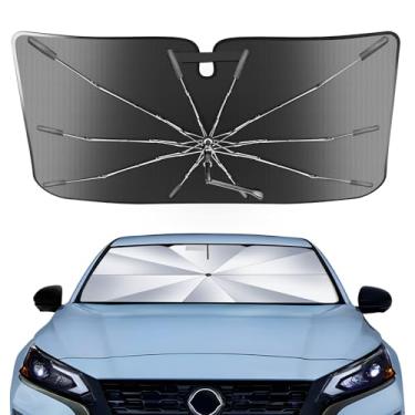 Imagem de Guarda-sol portátil para para-brisa Nissan Altima 2019-2024 2025 com bolsa, guarda-chuva compacto durável de cristal de gelo 2 em 1 UPF50+ proteção contra isolamento térmico UV para janela frontal