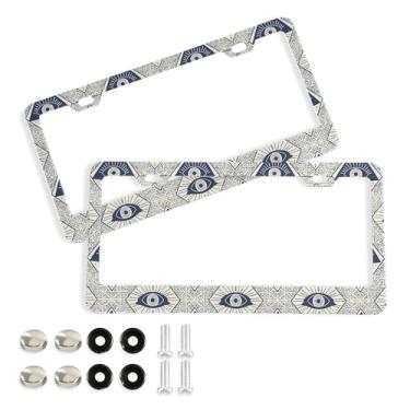 Imagem de SEHANY Molduras para placa de carro que tudo vêem, moldura de placa de carro de alumínio à prova de ferrugem com furos e parafusos elípticos serve para acessórios de carro de tamanho padrão de