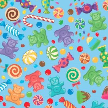 Imagem de Papel de Presente Bobina Couchê 60CM MOD.199 Doces e Pirulito 100 Metr