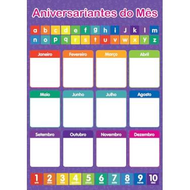 Imagem de Banner Aniversariantes do Mês – Material Pedagógico Educação Infantil – Cartaz Didático Educativo para Sala de Aula, Creches e Rotina Escolar – Registro Aniversários, Acolhimento e Pertencimento Turma