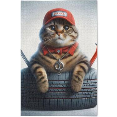 Imagem de Quebra-cabeça de gatinho engraçado de gato fofo personalizado 500 peças para adultos, amigos, família, jogos, presentes, quebra-cabeças exclusivos, brinquedo para a família, obra de arte, 52 cm x 37,8