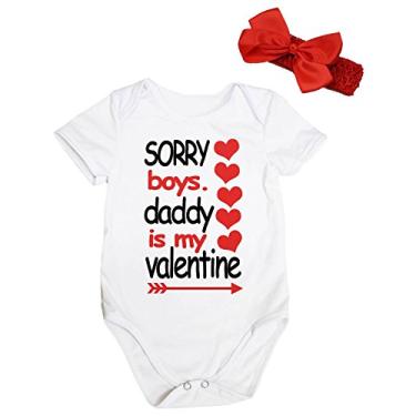 Imagem de Petitebella Body para bebê Sorry Boys Daddy is My Valentine branco Nb-18m (12-18 meses)