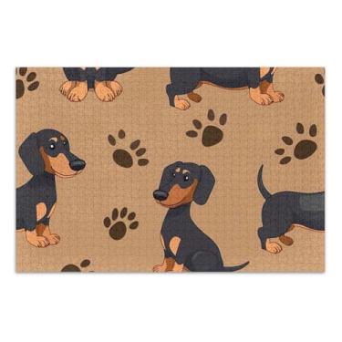 Imagem de Quebra-cabeça bonito de cachorro dachshund marrom para adultos, 1000 peças, natureza, jogos, tecnologia, presentes, quebra-cabeça difícil, pintura de belas artes, 75 x 40 cm