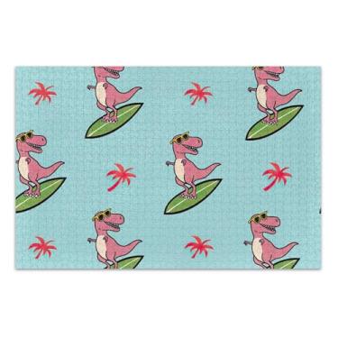 Imagem de Quebra-cabeça de desenho animado T Rex azul, 500 peças para adultos, desenho animado, animal, personalizado, exclusivo, presentes de elefante branco, engraçado, 51 x 35 cm