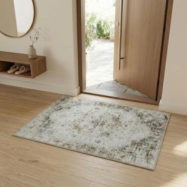 Imagem de Zanipex Tapetes de área de 20 x 25 cm para sala de estar, tapetes laváveis para quarto, 13 x 17 cm, entrada de corredores, cozinha, tapete boho interno, tapete bege para escritório (cinza neutro