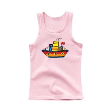Imagem de Camiseta Sem Mangas De Algodão Para Menino Com Estampa De Barco, Top D