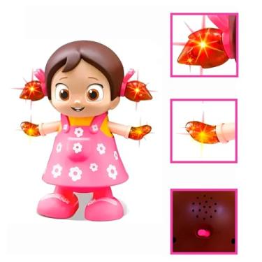 Imagem de Boneca Interativa Dançante, Rosa, Plástico, 20 cm x 17 cm, Com Luzes LED e Sons, Funciona com 3 Pilhas AA, Brinquedo Musical para Crianças