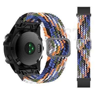 Imagem de MAALYA Relógio inteligente trançado elástico pulseira pulseira para Garmin Fenix 7 7X 6 6X Pro 5 5X Plus 3 3HR D2 Epix 22 26MM pulseiras Correa (Cor: J, Tamanho: 26mm Largura)