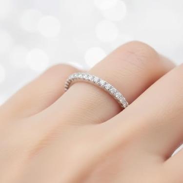 Imagem de Aliança de casamento para mulheres, anel de noivado empilhável eternidade, aliança de aniversário tamanho 5-11, Liga de aço, Sem pedra preciosa