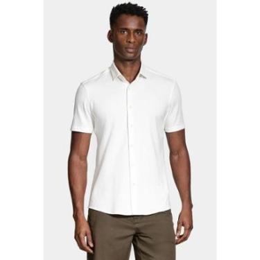 Imagem de Camisa Aramis Manga Curta Slim Malha Mista Italiana Off White-Masculino