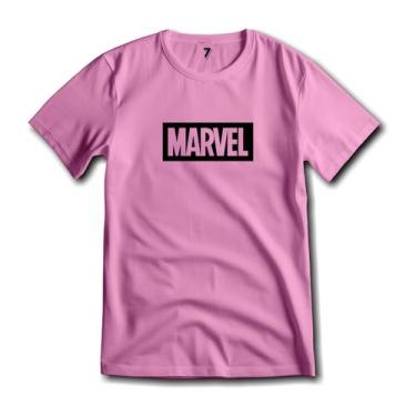 Imagem de Camiseta Logo Marvel Malha Fria Antipilling, PP, Rosa claro