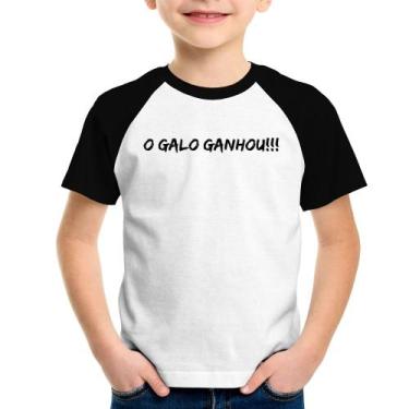 Imagem de Camiseta Raglan Infantil O GALO GANHOU!!! - Foca na Moda, Branco, Pret