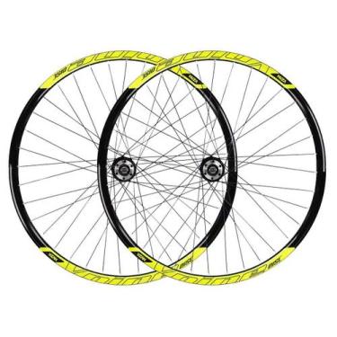 Imagem de Par de aro 29 VZAN VNINE 36F com cassete rolamentado, Preto, Amarelo