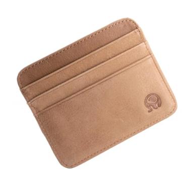 Imagem de Carteira fina masculina – Carteira de couro minimalista com compartimentos para cartões e bolso para dinheiro – Carteira durável e leve com bolso frontal, Marrom, Tendência