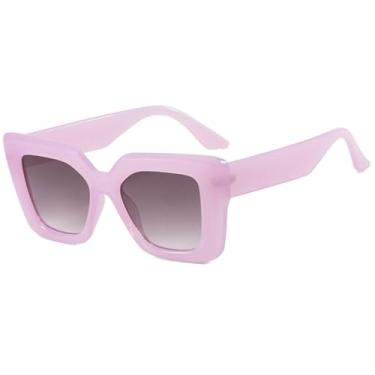 Imagem de Óculos de Sol Feminino Candy Colors, Estilo Olho de Gato, Proteção UV400, para Esportes ao Ar Livre, Corrida e Ciclismo, Lentes Cinza Degradê Roxas