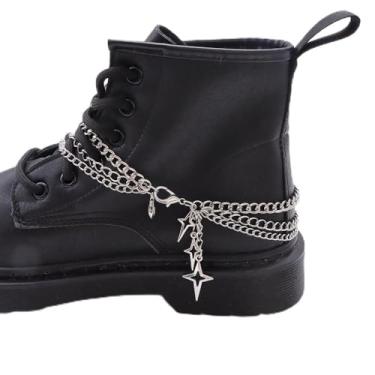 Imagem de Botas góticas para decoração de sapatos com pingentes de estrelas cruzadas estilo punk hip hop, Estrelas, Medium