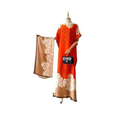 Imagem de Vestido Kaftan De Moda Feminina Para O Verão Com Grande Lenço, Abaya S