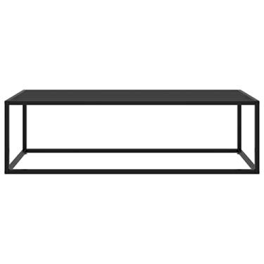 Imagem de Mesa de centro quadrada de vidro, mesa de coquetel industrial, mesa central grande com moldura de metal, mesa de centro pequena e moderna mesas simples para sala de estar (100 x 50 x 35 cm) (preto 47