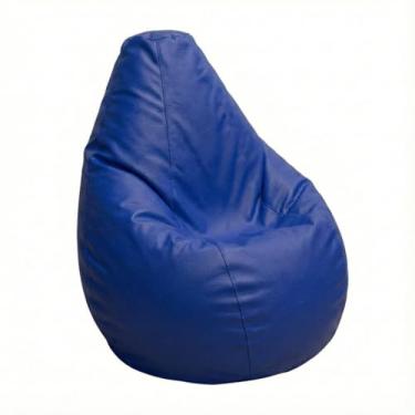 Imagem de Puff Pera Tamanho Pequeno em Couro Sintético com Enchimento Impermeável, Amarelo, 80x60cm, para Sala Quarto ou Escritório, Confortável, Resistente (Azul Royal)