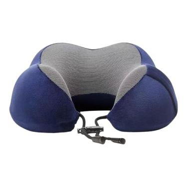 Imagem de ZGUZMCMK Travesseiro de viagem multifuncional com suporte para pescoço, em espuma viscoelástica macia e ergonômica, com capa lavável, ideal para carro, avião e, Marinha