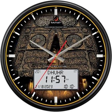 Imagem de AIPEBANI Relógio Azan com 8 sons Azan, exibição digital de tempo de oração, pré-programação global da cidade, direção Qibla, economia de luz do dia e luz de fundo de LED – Relógio de parede de 33 cm
