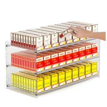 Imagem de Suporte de exibição de cigarro de carro, suporte de acrílico montado na parede, suporte de caixa de cigarro retangular, prateleira organizadora de balcão para lojas de conveniência (68,5 x 29 x 35,1