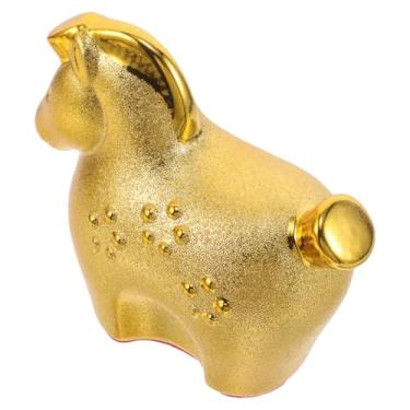 Imagem de MAGICLULU Estatueta de cavalo de ano novo chinês de 2026, estátua de cavalo de cerâmica dourada para decoração de casa, festival de primavera, enfeite de mesa de escritório, tamanho A
