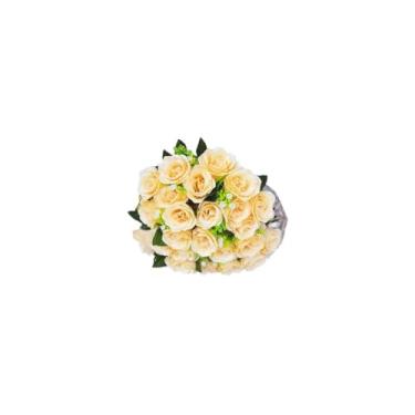 Imagem de Buquê de Rosas Artificiais com Folhagem – Kit com 2 Unidades (24 Flores Cada) para Decoração, Casamento e Ambientes Internos(Champanhe8352-7(pequenas),1)