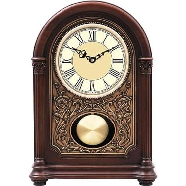 Imagem de Relógio de mesa, vintage de madeira antiga, relógio de mesa grande com movimento silencioso, relógio de madeira maciça operado por bateria para quarto, casa, presente de decoion