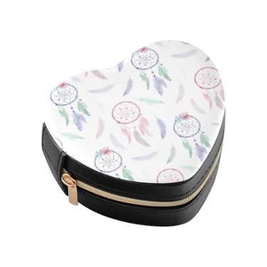 Imagem de Burbuja Caixa de joias em forma de coração, mini estojo de viagem para mulheres e meninas, organizador portátil de armazenamento para brincos, anéis, colares e pulseiras