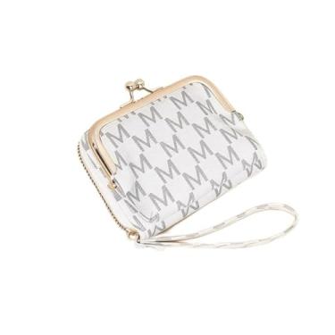 Imagem de Carteira curta feminina estampada | 3 dobras, bolsa compacta e versátil, porta-cartões e dinheiro, Branco, Tendência