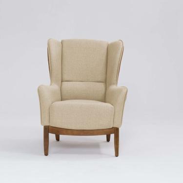 Imagem de Poltrona para Sala de Estar Base em Madeira Milena Mescla Terracota /  Marfim