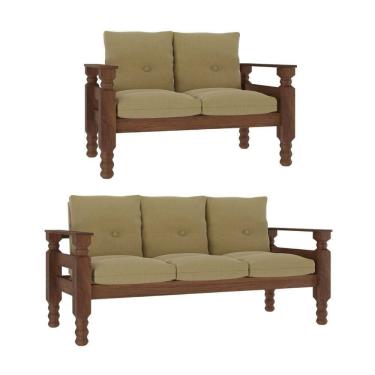 Imagem de Jogo De Sofá Madeira Maciça 2 E 3 Lugares Liz Multimóveis Cr7004 - Areia Areia