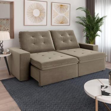 Imagem de Sofá Retrátil E Reclinável 2.00m 4010 Monte Carlo Veludo Fino Capuccino Mamflex Cappuccino