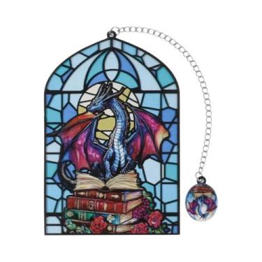 Imagem de Marcador De Livro Em Vidro Colorido Com Dragão Fantástico Para Amantes
