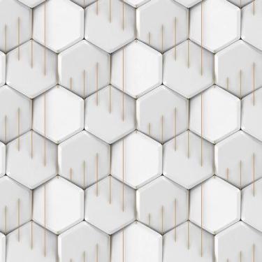 Imagem de Papel De Parede 3D Hexagano Linha Marrom Geometrico Adesivo - LRP