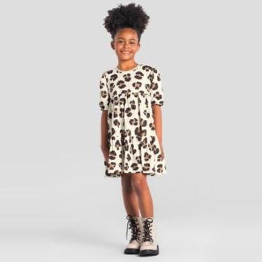 Imagem de Vestido infantil menina animal print em cotton Brandili-Feminino