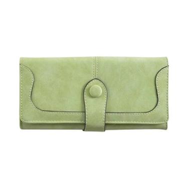 Imagem de Carteira Longa Feminina Vintage Em Couro PU Com Múltiplos Slots Para C