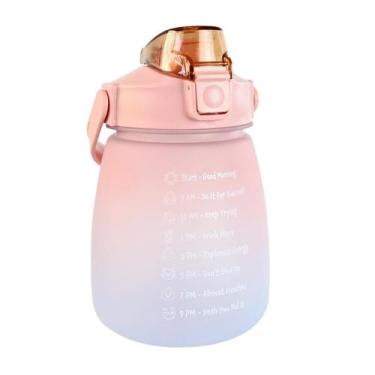 Imagem de Garrafa de plástico redonda com canudo e alça tie dye 900ml - Amigold,