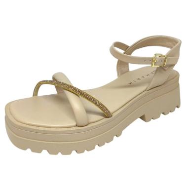 Imagem de Sandália Feminina Flatform Tira Strass Conforto Ramarim