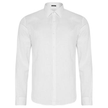 Imagem de Camisa Ellus Masculina Regular Linen Like Classic Italian Branca-Masculino