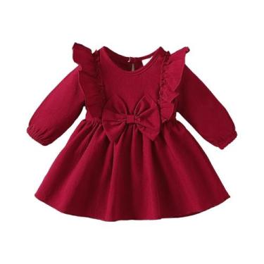 Imagem de Conjunto De Vestido Com Laço E Borda Com Babados, Manga Longa, Para Be