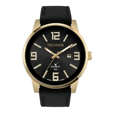 Imagem de Relógio Technos Masculino Golf Dourado - 2115mwu/0p Correia Preto