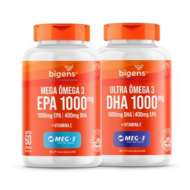 Imagem de Kit Especial Omega 3 concentrado Meg-3, Ultra EPA, Mega DHA, com vitamina E,120 cápsulas, Biogens
