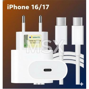 Imagem de Carregador Turbo 20W Cabo Tipo C Compativel Modelo iPhon 15 16 17 Sams